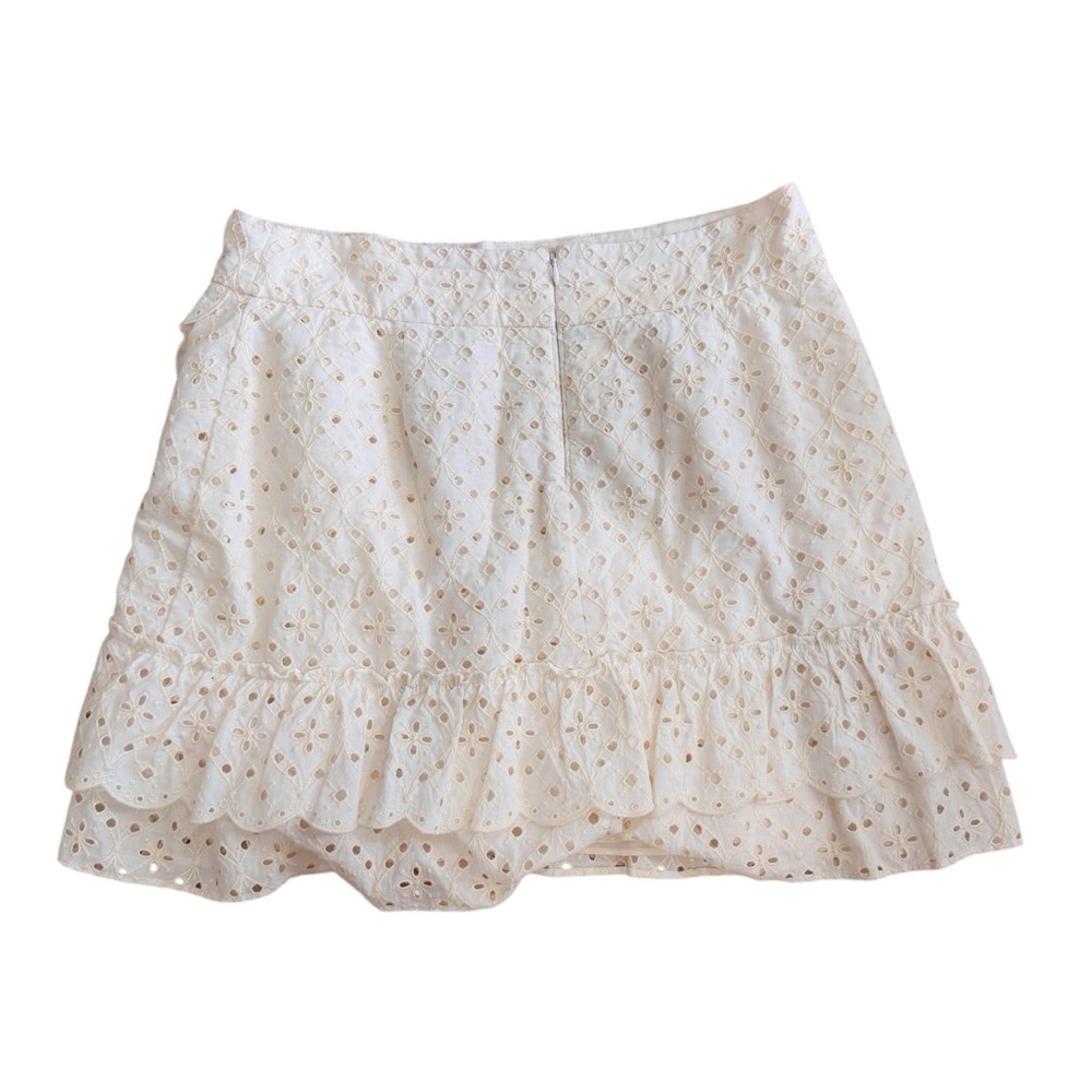 Sezane Cream Eyelet Tiered Mini Skirt - Picture 3 of 8